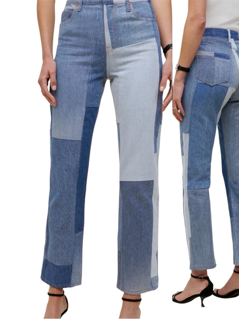 Reformation Upcycled Patchwork High Rise Straight Jeans - Size 29